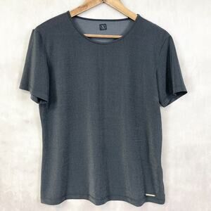 Valentino Jeans T-Shirt L Black Stretch Designer Tee Minimalist Streetwear Slim‎